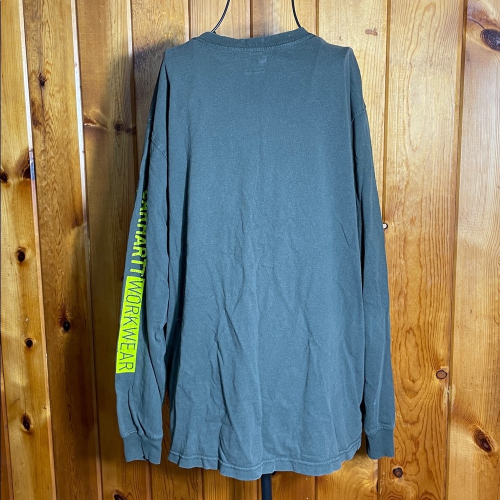 Carhartt Men's Dark Gray Long Sleeve Tee with green Accents size medium original - Picture 6 of 6